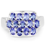 Bids.com 2.21 Carat Genuine Tanzanite .925 Sterling Silver Ring Rings White Smoke size 6.00,size 5.75,size 7.00,size 8.00,size 9.00