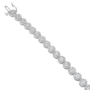 Bids.com 14K White Gold 2.00 Cttw Diamond Halo Link Tennis Bracelet (H-I Color, I1-I2 Clarity) - 7" Inches Bracelets White Smoke 14k White Gold / 7,White.Gold / 7