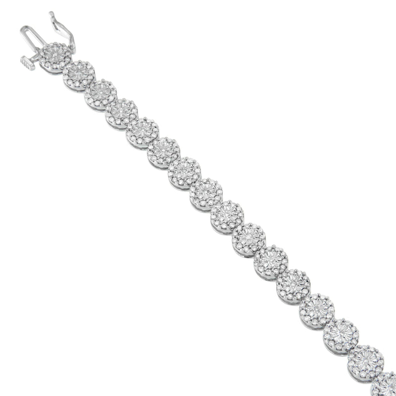 Bids.com 14K White Gold 2.00 Cttw Diamond Halo Link Tennis Bracelet (H-I Color, I1-I2 Clarity) - 7" Inches Bracelets White Smoke 14k White Gold / 7,White.Gold / 7
