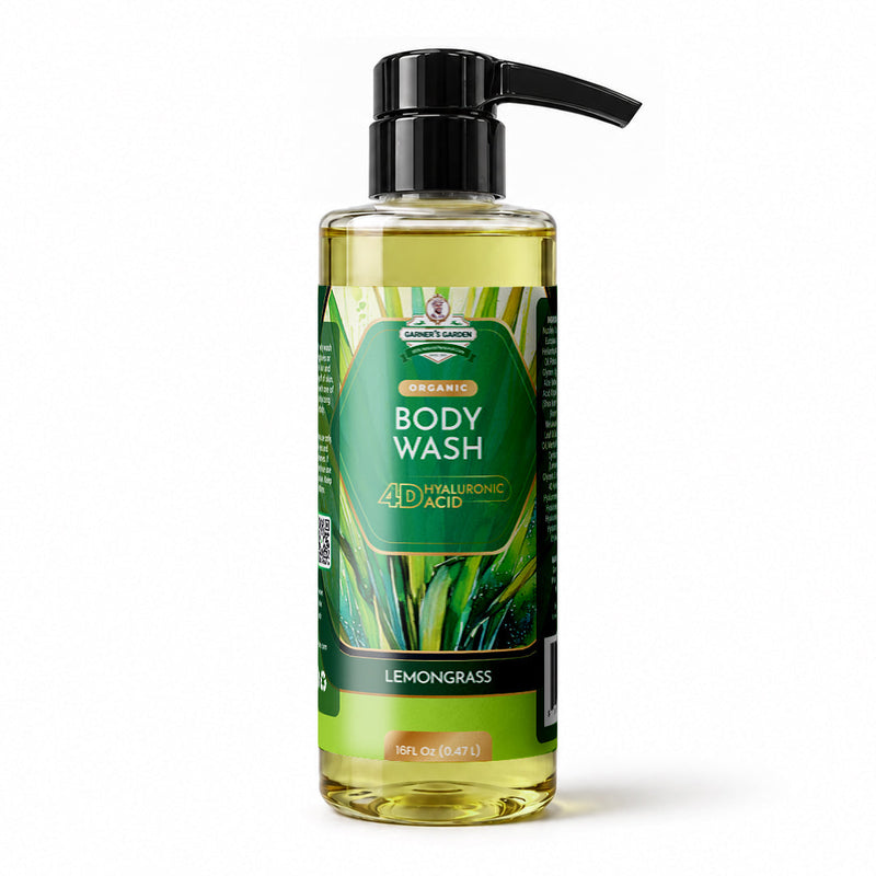 Garner's Garden 4D Hyaluronic Acid Body Wash | Organic Body Wash White Smoke 4D HA Body Wash Lemongrass / 16 oz (Recommended)