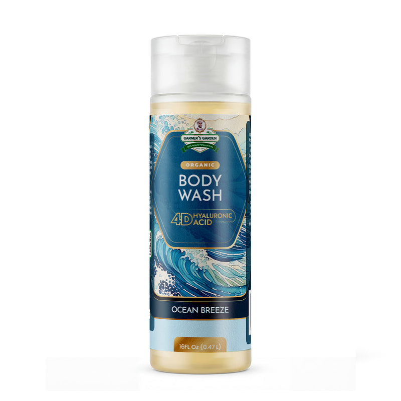 Garner's Garden 4D Hyaluronic Acid Body Wash | Organic Body Wash Lavender 4D HA Body Wash Ocean Breeze / 16oz (Recommended)