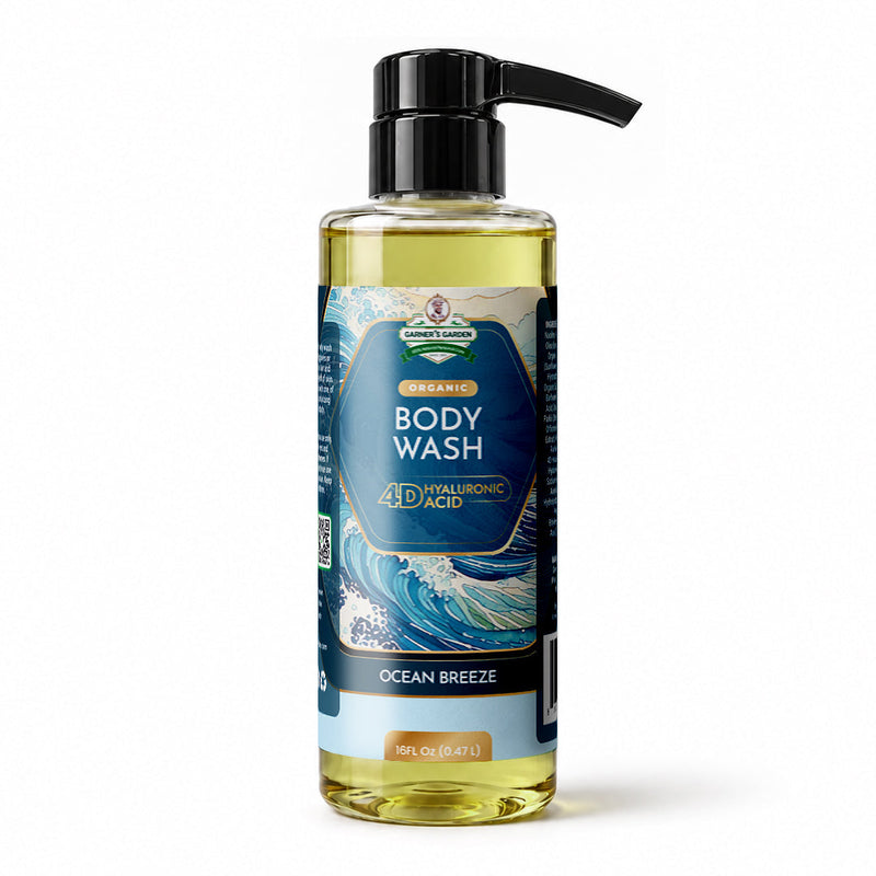 Garner's Garden 4D Hyaluronic Acid Body Wash | Organic Body Wash White Smoke 4D HA Body Wash Ocean Breeze / 16 oz (Recommended)