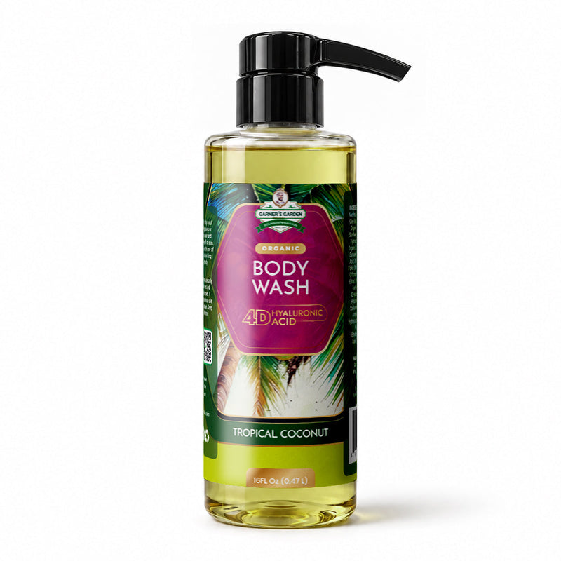 Garner's Garden 4D Hyaluronic Acid Body Wash | Organic Body Wash White Smoke 4D HA Body Wash Tropical Coconut / 16 oz (Recommended)