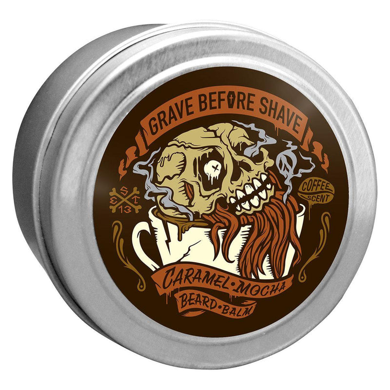 Grave Before Shave 4 OZ. BIG TINS GRAVE BEFORE SHAVE BEARD™  BALM Balms White Smoke Caramel Mocha Coffee Blend 4 oz. Tin