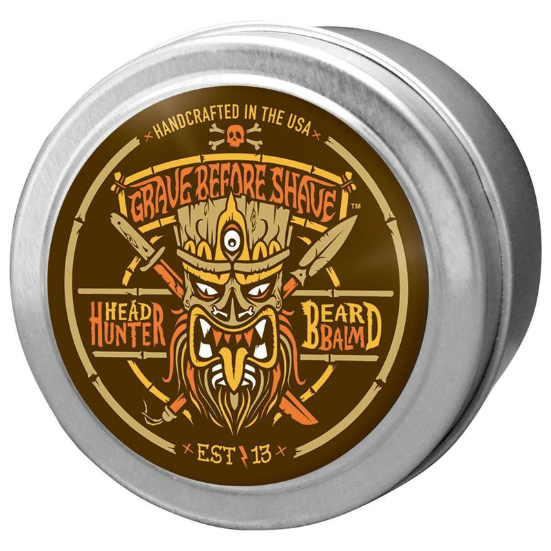 Grave Before Shave 4 OZ. BIG TINS GRAVE BEFORE SHAVE BEARD™  BALM Balms Dark Gray HEAD HUNTERS BLEND 4 oz. Tin