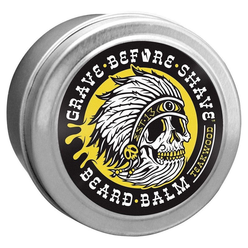 Grave Before Shave 4 OZ. BIG TINS GRAVE BEFORE SHAVE BEARD™  BALM Balms Gray TEAKWOOD BLEND 4 oz. Tin