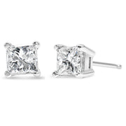 Bids.com 14K White Gold 1.00 Cttw Princess-Cut Square Near Colorless Diamond Classic 4-Prong Solitaire Stud Earrings (G-H Color, SI1-SI2 Clarity) Earrings White Smoke White.Gold / 1