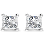 Bids.com 14K White Gold 1.00 Cttw Princess-Cut Square Near Colorless Diamond Classic 4-Prong Solitaire Stud Earrings (G-H Color, SI1-SI2 Clarity) Earrings White Smoke White.Gold / 1