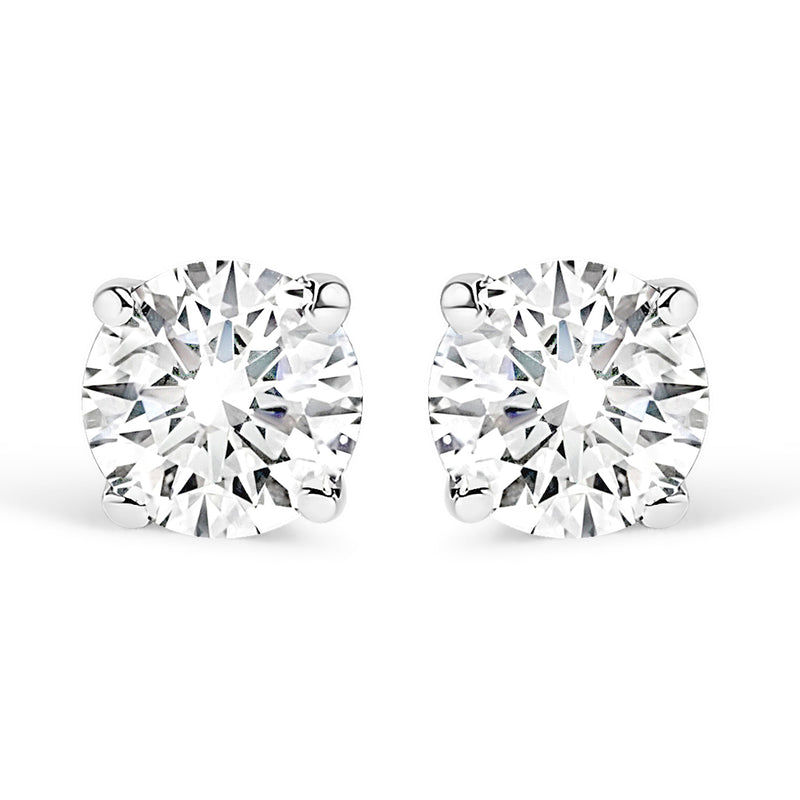 Bids.com AGS Certified 14K White Gold 1.0 cttw 4-Prong Set Brilliant Round-Cut Solitaire Diamond Push Back Stud Earrings (F-G Color, I1-I2 Clarity) Earrings White Smoke White.Gold / 1