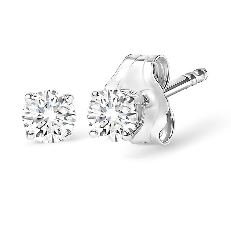 Bids.com AGS Certified 14K White Gold 1.0 Cttw 4-Prong Set Brilliant Round-Cut Solitaire Diamond Push Back Stud Earrings (E-F Color, SI2-I1 Clarity) Earrings White Smoke White.Gold / 1