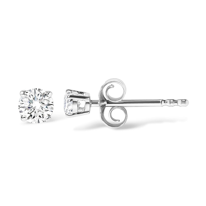 Bids.com 14K White Gold 1.00 Cttw Round Brilliant-Cut Near Colorless Diamond Classic 4-Prong Stud Earrings (H-I Color, I1-I2 Clarity) Earrings White Smoke White.Gold / 1