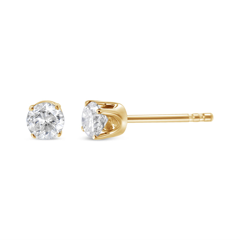 Bids.com AGS Certified 14K Yellow Gold 1/2 Cttw 4 Prong Set Brilliant Round-Cut Solitaire Diamond Push Back Stud Earrings (O-P, Color, SI2-I1 Clarity) Earrings White Smoke Yellow.Gold / 0.5