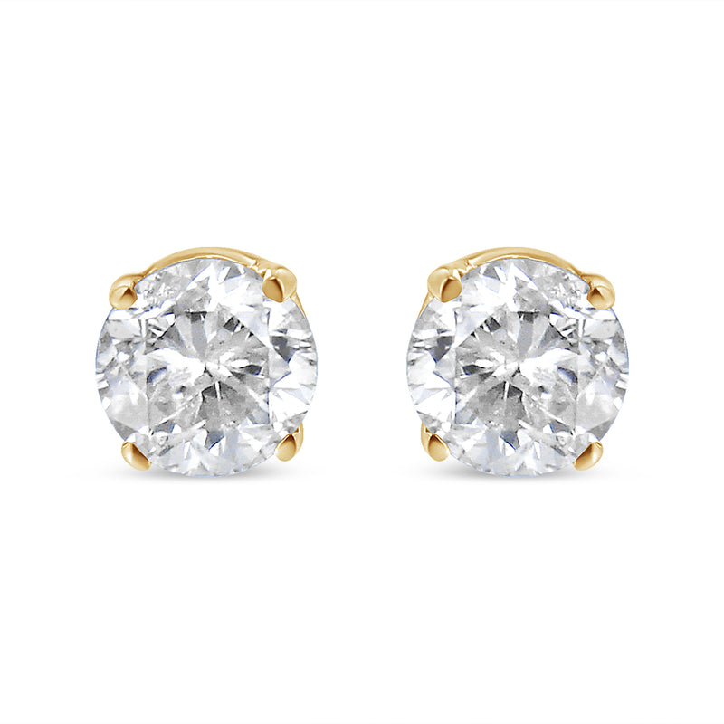 Bids.com AGS Certified 14K Yellow Gold 1/2 Cttw 4 Prong Set Brilliant Round-Cut Solitaire Diamond Push Back Stud Earrings (O-P, Color, SI2-I1 Clarity) Earrings White Smoke Yellow.Gold / 0.5