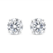 Bids.com 14K White Gold 1-1/2 Cttw Round Brilliant-Cut Near Colorless Diamond Classic 4-Prong Stud Earrings with Screw Backs (H-I Color, SI1-SI2 Clarity) Earrings White Smoke White.Gold / 1.5