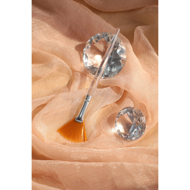 ZAQ Skin & Body Fan Mask Brush with Synthetic Bristles & Acrylic Handle Rosy Brown