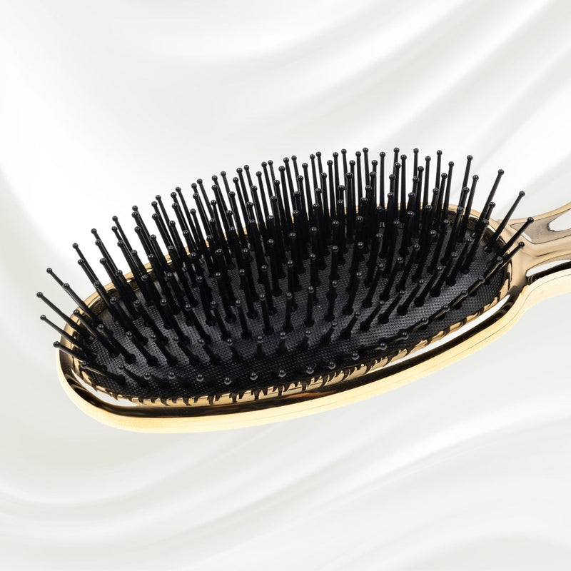 KOH-I-NOOR Beauty USA Metallic Pneumatic Oval Synthetic Pin Hairbrush Hair Brush White Smoke Chrome / Small,Gold / Small,Chrome / Large,Gold / Large