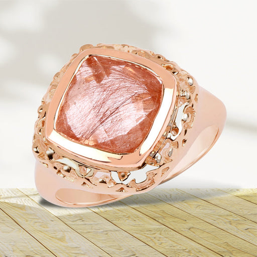 Bids.com 14K Rose Gold Plated 3.25 Carat Genuine Pink Rutile .925 Sterling Silver Ring Rings White Smoke size 8.00,size 6.00,size 7.00,size 9.00,size 10.00,size 5.00