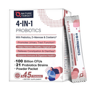 Nature Target 4-in-1 Probiotics, 100 Billion CFUs, 45 Packs Probiotic White Smoke