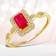 Bids.com 0.75 Carat Genuine Ruby and White Diamond 14K Yellow Gold Ring Rings Misty Rose size 5.00,size 6.00,size 7.00,size 8.00,size 9.00