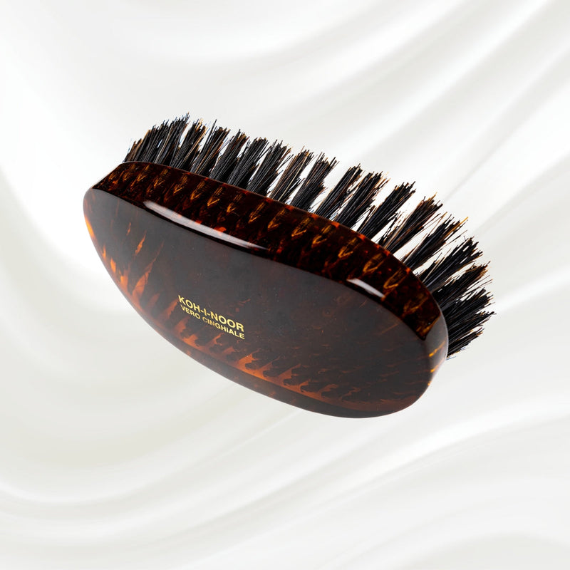 KOH-I-NOOR Beauty USA Jaspè Military Boar Bristle Brush - Men's Hair & Beard Grooming Hair Brush Lavender Boar Bristles / Large,Boar Bristles / Small
