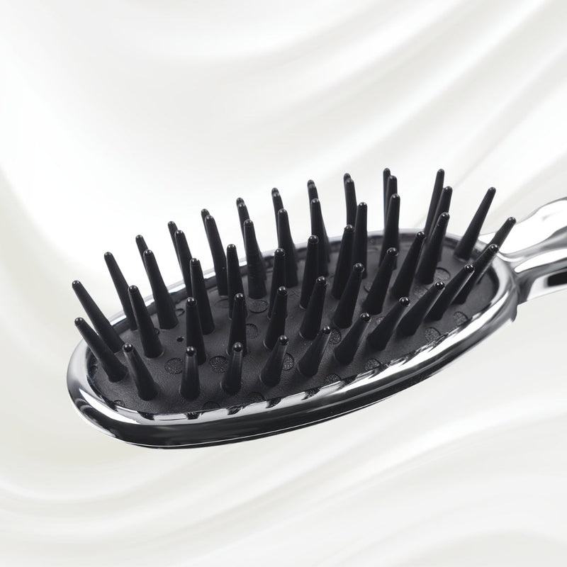 KOH-I-NOOR Beauty USA Metallic Pneumatic Detangling Hairbrush Hair Brush White Smoke Chrome,Gold