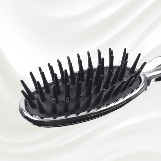 KOH-I-NOOR Beauty USA Metallic Pneumatic Detangling Hairbrush Hair Brush White Smoke Chrome,Gold
