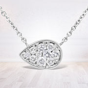 Bids.com 14K White Gold 1/4 Cttw Round Diamond Composite Teardrop Shape 18" Pendant Necklace - (G-H Color, SI2-I1 Clarity) Necklaces Lavender White.Gold / 18