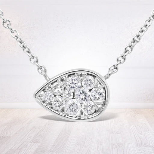 Bids.com 14K White Gold 1/4 Cttw Round Diamond Composite Teardrop Shape 18" Pendant Necklace - (G-H Color, SI2-I1 Clarity) Necklaces Lavender White.Gold / 18