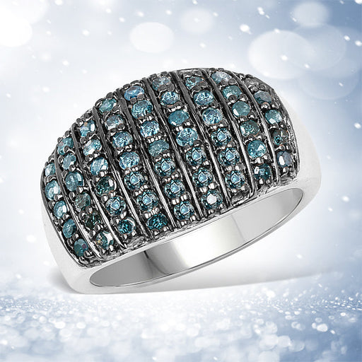 Bids.com 0.83 Carat Genuine Blue Diamond and White Diamond .925 Sterling Silver Ring Rings White Smoke size 6.00,size 8.00,size 7.00,size 9.00,size 5.00,size 10.00