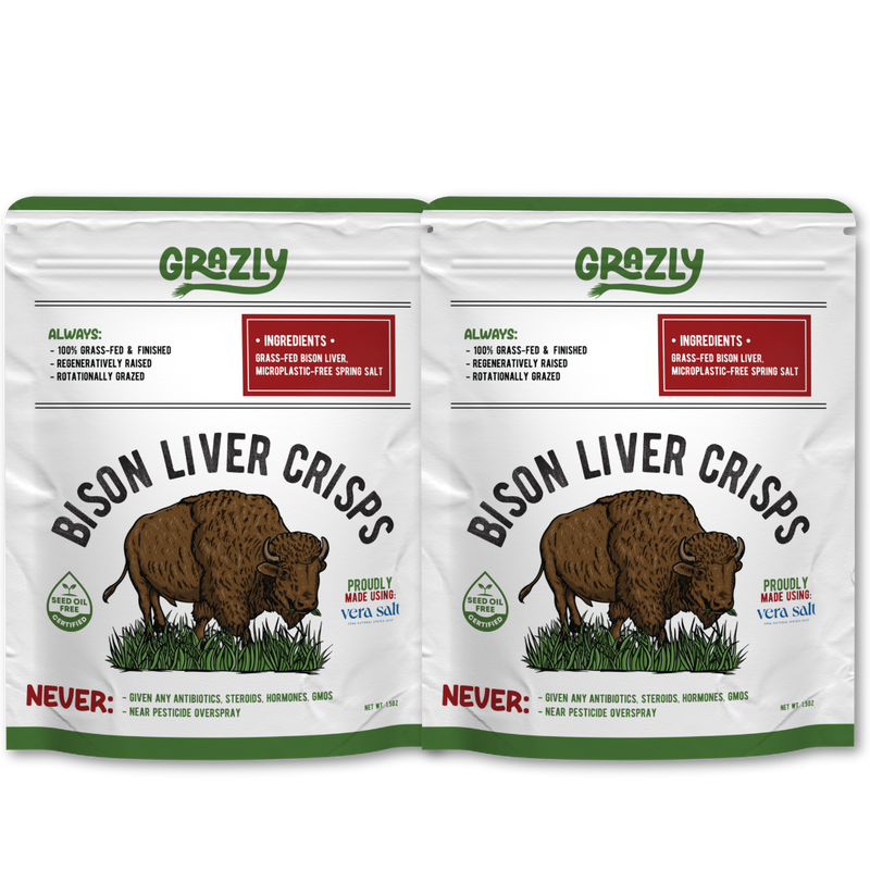 Grazly Bison Liver Crisps - 100% Grass-Fed/Finished Bison Crisp Lavender Plain / 2 Pack