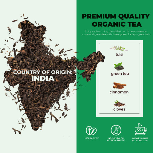 Gardenika Shop Tulsi Spicy Chai Tea, Energy & Focus - Green Tea - Organic & Kosher Loose Leaf Tea Honeydew