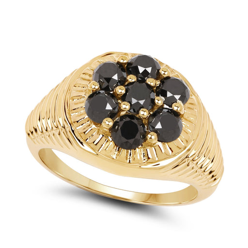 Bids.com 14K Yellow Gold Plated 1.40 Carat Genuine Black Diamond .925 Sterling Silver Ring Rings White Smoke size 9.00,size 9.50,size 10.00,size 6.00,size 7.00,size 8.00