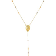 Bids.com 14k Tri Color Gold Lariat Rosary Necklace Necklaces White Smoke 26 / Tri-Color Gold