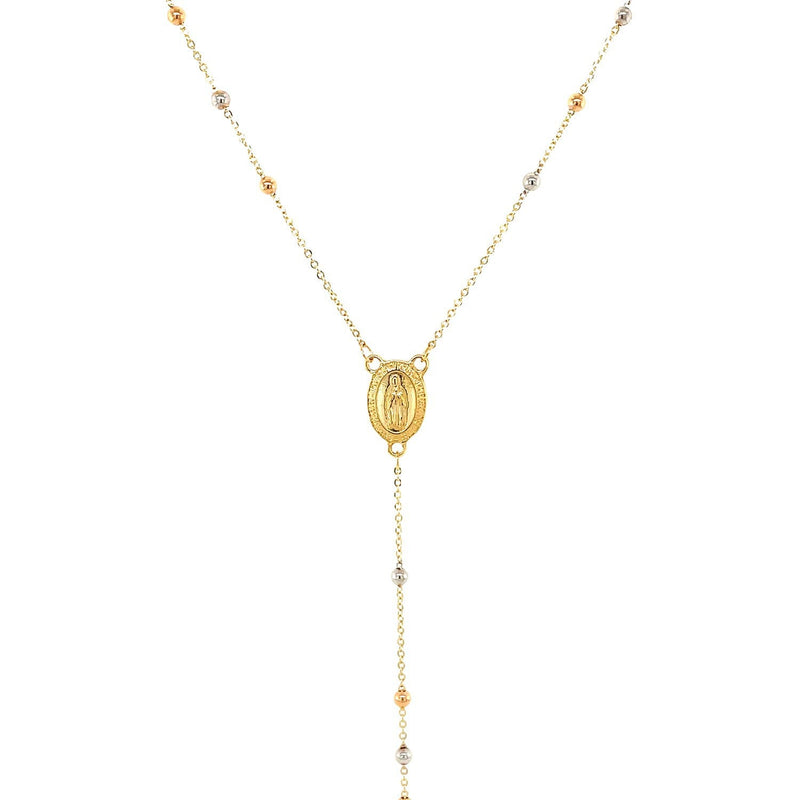 Bids.com 14k Tri Color Gold Lariat Rosary Necklace Necklaces White Smoke 26 / Tri-Color Gold
