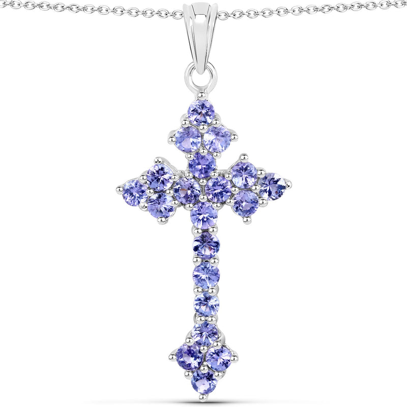 Bids.com 2.00 Carat Genuine Tanzanite .925 Sterling Silver Pendant Pendants White Smoke size 18.00,size 20.00