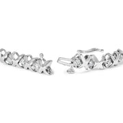 Bids.com 10K White Gold 1 1/2 Cttw Diamond Alternating Diamond and X-Link 7.5" Tennis Bracelet (H-I Color, I2-I3 Clarity) Bracelets White Smoke White.Gold / 7.5