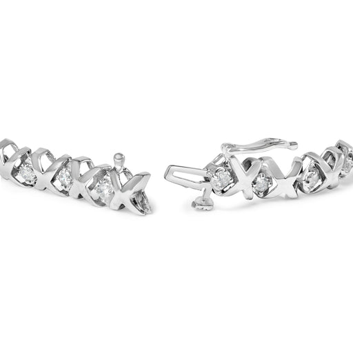 Bids.com 10K White Gold 1 1/2 Cttw Diamond Alternating Diamond and X-Link 7.5" Tennis Bracelet (H-I Color, I2-I3 Clarity) Bracelets White Smoke White.Gold / 7.5