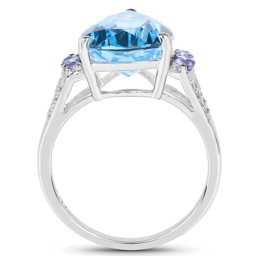 Bids.com 6.86 Carat Genuine Swiss Blue Topaz, Tanzanite & White Topaz .925 Sterling Silver Ring Rings White Smoke size 6.00,size 7.00,size 8.00,size 9.00,size 5.00,size 10.00