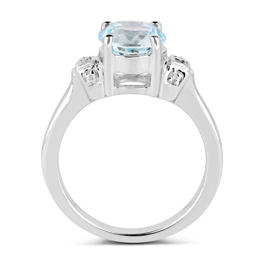 Bids.com 2.28 Carat Genuine Blue Topaz and White Topaz .925 Sterling Silver Ring Rings White Smoke size 6.00,size 7.00,size 8.00,size 5.00,size 9.00
