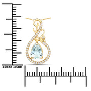 Bids.com 0.76 Carat Genuine Aquamarine and White Diamond 14K Yellow Gold Pendant Pendants White Smoke