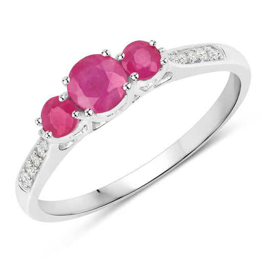 Bids.com 0.61 Carat Genuine Ruby and White Diamond 14K White Gold Ring Rings White Smoke size 5.00,size 6.00,size 7.00,size 8.00,size 9.00