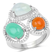 Bids.com 4.82 Carat Genuine Multi Stone .925 Sterling Silver Ring Rings White Smoke size 6.00,size 8.00,size 7.00,size 9.00
