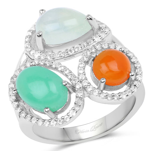 Bids.com 4.82 Carat Genuine Multi Stone .925 Sterling Silver Ring Rings White Smoke size 6.00,size 8.00,size 7.00,size 9.00