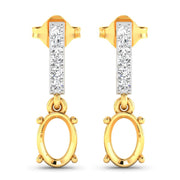 Bids.com 0.14 Carat Genuine White Diamond 14K Yellow Gold Semi Mount Earrings - holds 7x5mm Oval Gemstones Earrings White Smoke