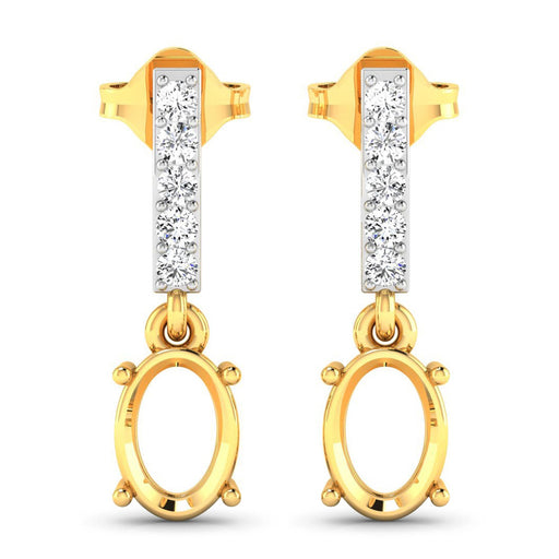 Bids.com 0.14 Carat Genuine White Diamond 14K Yellow Gold Semi Mount Earrings - holds 7x5mm Oval Gemstones Earrings White Smoke