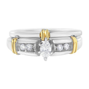 Bids.com 14K Yellow and White Gold 1/3 Cttw Marquise Diamond Cocktail Engagement Ring Set (H-I Color, SI1-SI2 Clarity) - Size 7 Rings White Smoke 7 / YellowWhite.Gold