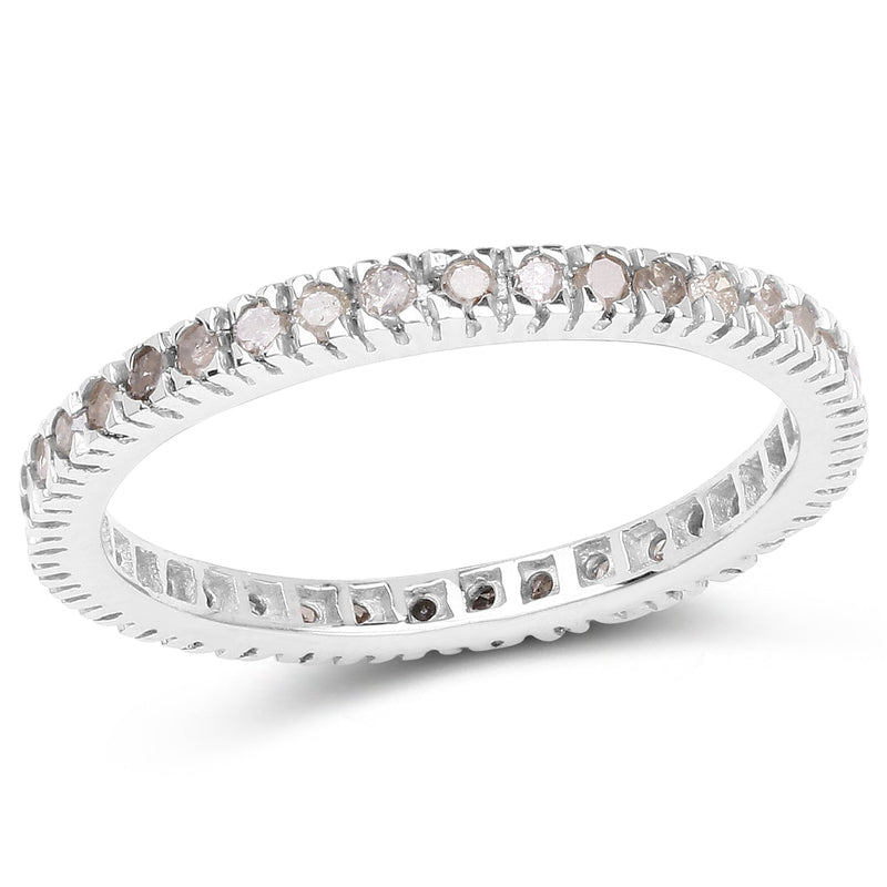 Bids.com 0.57 Carat Genuine Champagne Diamond .925 Sterling Silver Ring Rings White Smoke size 6.00,size 7.00,size 8.00,size 9.00