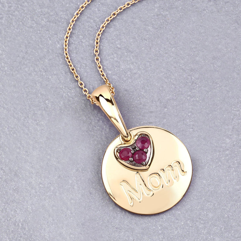 Bids.com 0.20 Carat Genuine Ruby .925 Sterling Silver Pendant Pendants Gray size 18.00
