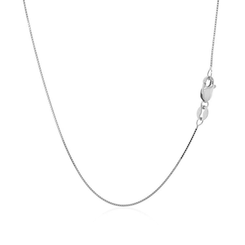 Bids.com 14k White Gold Classic Box Chain 0.6mm Necklaces White Smoke 16 / White Gold,18 / White Gold,20 / White Gold,24 / White Gold