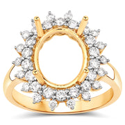 Bids.com 0.79 Carat Genuine White Diamond 14K Yellow Gold Semi Mount Ring - holds 11x9mm Oval Gemstone Rings White Smoke size 7.00,size 6.00,size 8.00